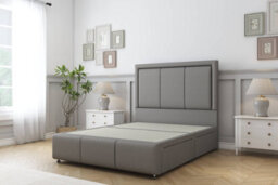 "Sloomy Lancaster Pewter Dumfries Divan Bed 2 Drawers Left Side-26"" Strutted Headboard 12"" Footboard 6' Super King" - thumbnail 1