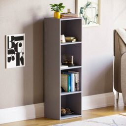 Lassic Vida Designs Oxford Grey 4 Tier Cube Bookcase Freestanding Shelving Unit (H)1060mm (W)320mm (D)240mm - thumbnail 1
