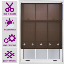 Made To Measure Daylight Roller Blind With Chrome Round Eyelets By Furnished - Mocha (W)180Cm X (L)165Cm - thumbnail 1
