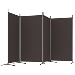Berkfield 4-Panel Room Divider Brown 346X180 Cm Fabric - thumbnail 5
