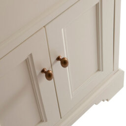 Homestylestore Antique White And Oak 645mm Bathroom Vanity Unit And Brushed Copper Classic Round Handles - thumbnail 5