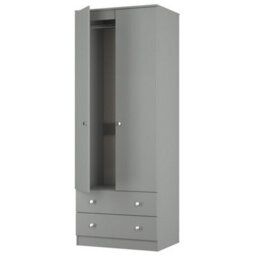 Portland Tall 2 Drawer Wardrobe In Uniform Grey & Dusk Grey (Ready Assembled) - thumbnail 5