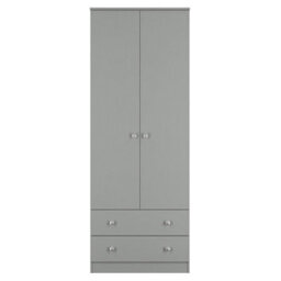 Portland Tall 2 Drawer Wardrobe In Uniform Grey & Dusk Grey (Ready Assembled) - thumbnail 1