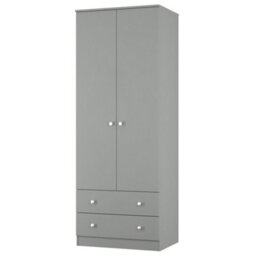 Portland Tall 2 Drawer Wardrobe In Uniform Grey & Dusk Grey (Ready Assembled) - thumbnail 3