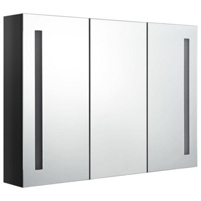 Berkfield Stylish Led Bathroom Mirror Cabinet 89X14X62 Cm Shining Black - image 1