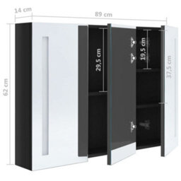 Berkfield Stylish Led Bathroom Mirror Cabinet 89X14X62 Cm Shining Black - thumbnail 8