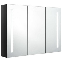 Berkfield Stylish Led Bathroom Mirror Cabinet 89X14X62 Cm Shining Black - thumbnail 3