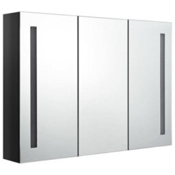 Berkfield Stylish Led Bathroom Mirror Cabinet 89X14X62 Cm Shining Black