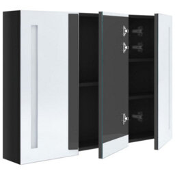 Berkfield Stylish Led Bathroom Mirror Cabinet 89X14X62 Cm Shining Black - thumbnail 4