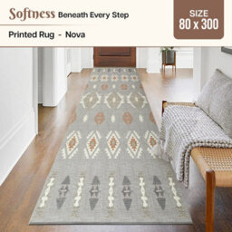 Ameha Geometric Printed Living Room Rugs Non Slip Hallway Extra Large Runner Rug Kitchen Floor Mats Nova, 80 X 300 Cm - thumbnail 1