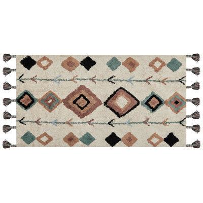 Beliani Rug Eskisehir Beige 80 X 150 Cm Cotton - image 1