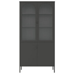 Berkfield Highboard Black 90X40X180 Cm Glass And Steel - thumbnail 6