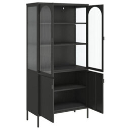 Berkfield Highboard Black 90X40X180 Cm Glass And Steel - thumbnail 8