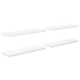 Berkfield Floating Wall Shelves 4 Pcs High Gloss White 120X23.5X3.8 Cm Mdf - thumbnail 2
