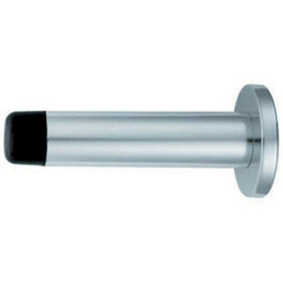 Wall Mounted Doorstop Cylinder On Round Rose 72 X 16mm Polished Aluminium - image 1