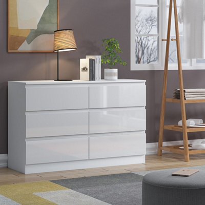 SquareBoxx Fairfield Minimalist Large Chest Of Drawers 6 Draw In Gloss White - image 1