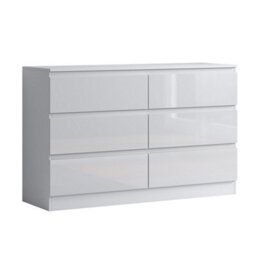 SquareBoxx Fairfield Minimalist Large Chest Of Drawers 6 Draw In Gloss White - thumbnail 3