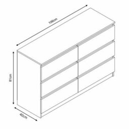 SquareBoxx Fairfield Minimalist Large Chest Of Drawers 6 Draw In Gloss White - thumbnail 2