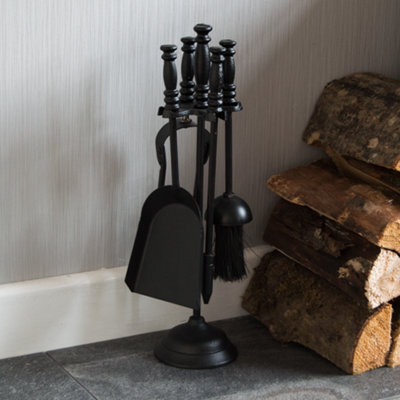 Lassic Fire Vida 5 Piece Malham Black Companion Set - Poker, Brush, Shovel And A Stand - image 1
