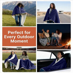 Moonlight Bedding Sherpa Fleece Throw Blanket Navy King Soft Thick & Fluffy Reversible Throw For Sofa, Bed & Travel Blanket - thumbnail 5
