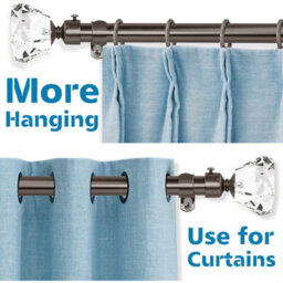 Bedlooms Metal Curatin Pole 28mm, Sapphire Crystal Finials With Extendable Strong & Durable Rod Black Nickel 160-300Cm,63''-118'' - thumbnail 2