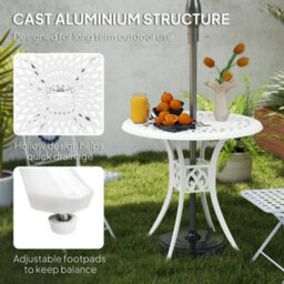 Wyld Haus Kenofa 78Cm Round Cast Aluminium Garden Dining Table White With 50mm Parasol Hole - thumbnail 4