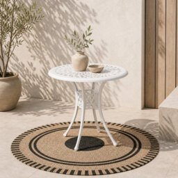 Wyld Haus Kenofa 78Cm Round Cast Aluminium Garden Dining Table White With 50mm Parasol Hole - thumbnail 1
