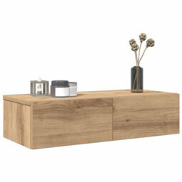 Berkfield Wall Shelf With Drawers Artisian Oak 60X26.5X15 Cm Engineered Wood - thumbnail 1