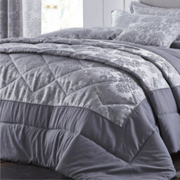 Catherine Lansfield Bedroom Damask Jacquard Quilted 240X260Cm Bedspread Silver Grey - thumbnail 1