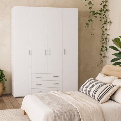 Wyld Haus Munich White Wooden Wardrobe 4 Doors 3 Drawers 3 Shelves - image 1