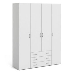 Wyld Haus Munich White Wooden Wardrobe 4 Doors 3 Drawers 3 Shelves - thumbnail 2