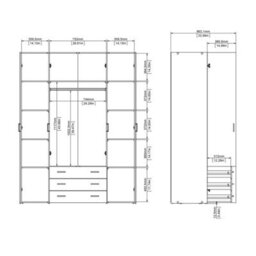 Wyld Haus Munich White Wooden Wardrobe 4 Doors 3 Drawers 3 Shelves - thumbnail 3