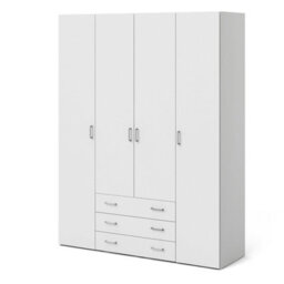 Wyld Haus Munich White Wooden Wardrobe 4 Doors 3 Drawers 3 Shelves - thumbnail 6