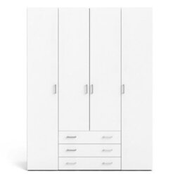 Wyld Haus Munich White Wooden Wardrobe 4 Doors 3 Drawers 3 Shelves - thumbnail 5
