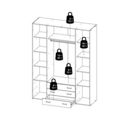 Wyld Haus Munich White Wooden Wardrobe 4 Doors 3 Drawers 3 Shelves - thumbnail 4