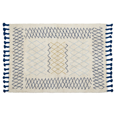 Beliani Rug Erzincan Beige 140 X 200 Cm Cotton - image 1