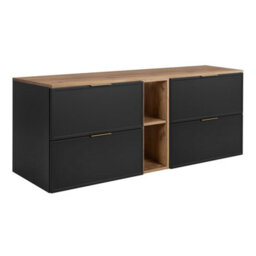 Heze Furniture Slim Modern 4 Drawer Bathroom Cabinet Vanity Unit With Extra Storage 140Cm With Worktop - Anthracite - thumbnail 2