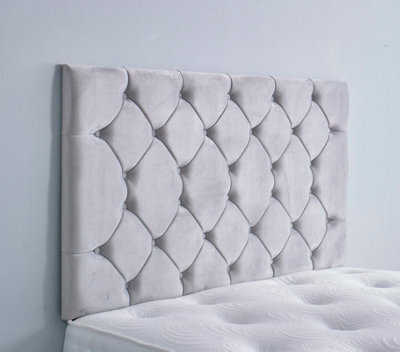 "Slumbre Colchester Plush Velvet 4Ft6 Double 36"" Headboard - Silver"
