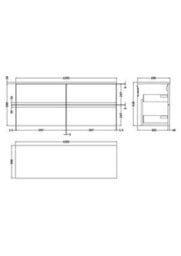 Hudson Reed Urban Satin Blue Wall Hung 4 Drawer Vanity Unit And Worktop With Silent Close, 518 X 1205 X 390 - thumbnail 4