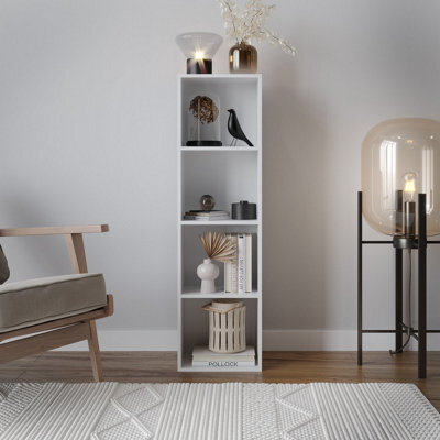 Urbn-Living Urbnliving 30Cm Height White 4 Shelf Wooden Bookcase Shelving Display Storage Shelf Unit Wood - image 1