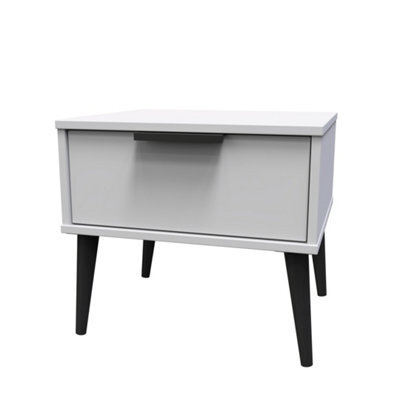 Hong Kong Ready Assembled Matt Grey 1 Drawer Small Side Table (H)410mm (W)450mm (D)395mm - image 1