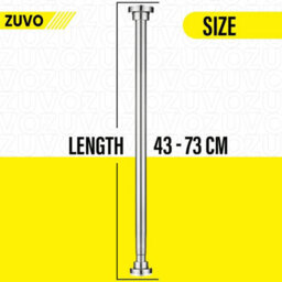 Zuvo Tension Rod For Curtain Extendable 109 To 185Cm Silver No Drill Rust Proof Shower Rod Bathroom - thumbnail 6