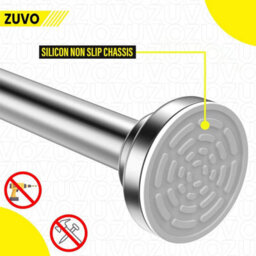Zuvo Tension Rod For Curtain Extendable 109 To 185Cm Silver No Drill Rust Proof Shower Rod Bathroom - thumbnail 5