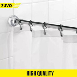 Zuvo Tension Rod For Curtain Extendable 109 To 185Cm Silver No Drill Rust Proof Shower Rod Bathroom - thumbnail 2