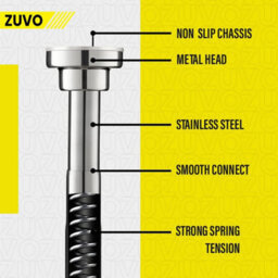 Zuvo Tension Rod For Curtain Extendable 109 To 185Cm Silver No Drill Rust Proof Shower Rod Bathroom - thumbnail 7