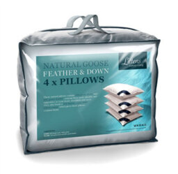 "Littens 4 Pack Goose Feather & Down Pillows, 230Tc Cotton, 48Cm X 74Cm (19"" X 29"")" - thumbnail 1