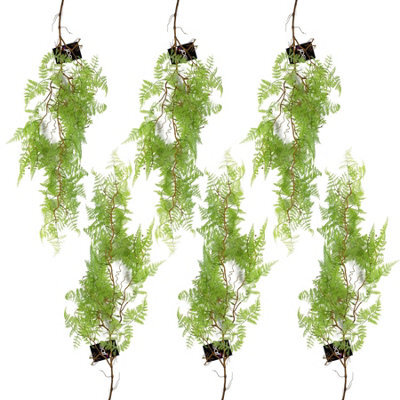 6 X 100Cm Hanging Artificial Leaf Maidenhair Fern Plant Light Green - image 1