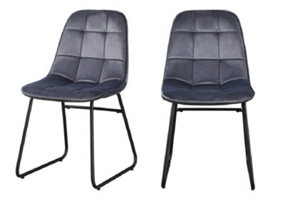 Seconique Lukas Chair Grey Dining Chair X2 Velvet Fabric Priced Per Pair - image 1