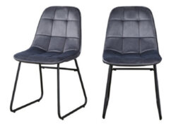 Seconique Lukas Chair Grey Dining Chair X2 Velvet Fabric Priced Per Pair - thumbnail 1