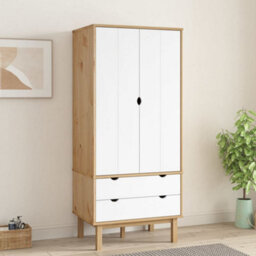 Vidaxl Wardrobe Otta Brown And White 76.5X53X172 Cm Solid Wood Pine - thumbnail 1